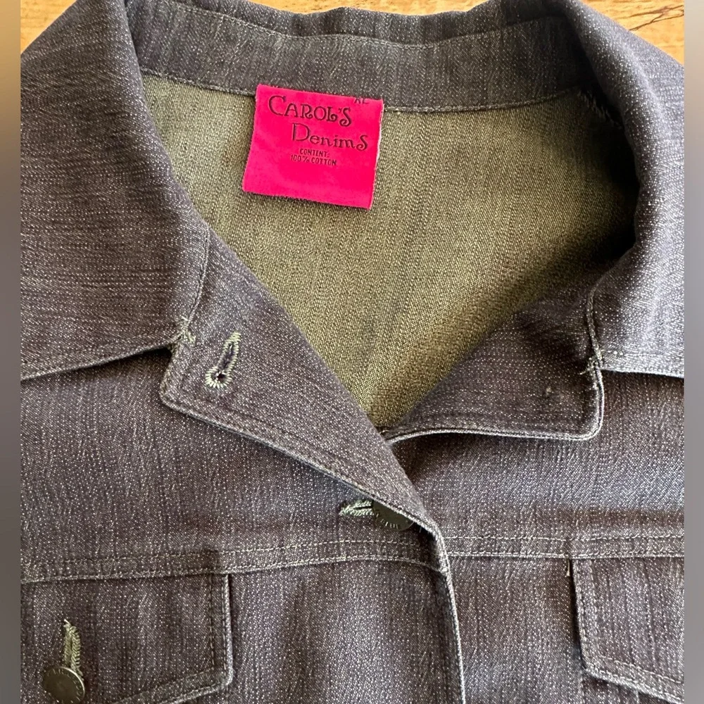 Vintage Carol’s Denims Lightweight Denim Shacket XL Dark Blue Green Vintage - Picture 7 of 12